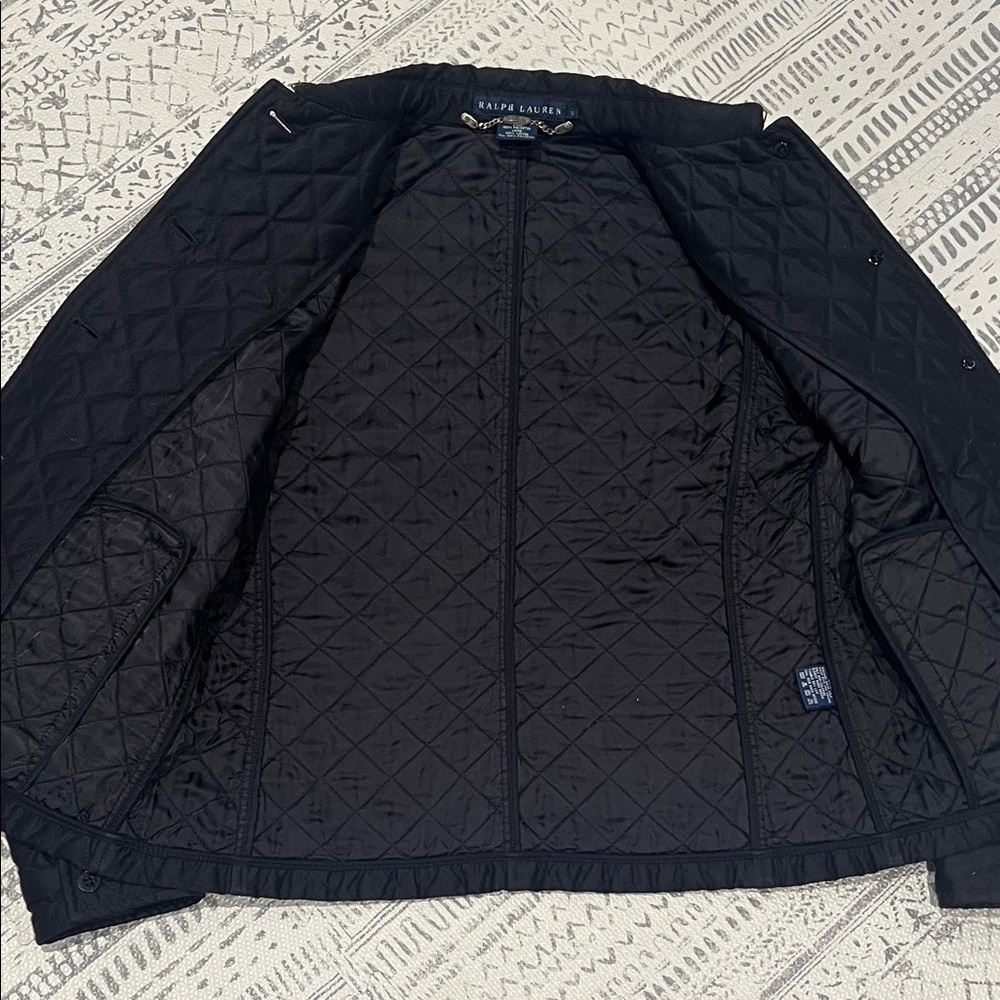 π€Ralph Lauren Black Quilted Button-Up Jacket β Size S π€ - Picture 8 of 11